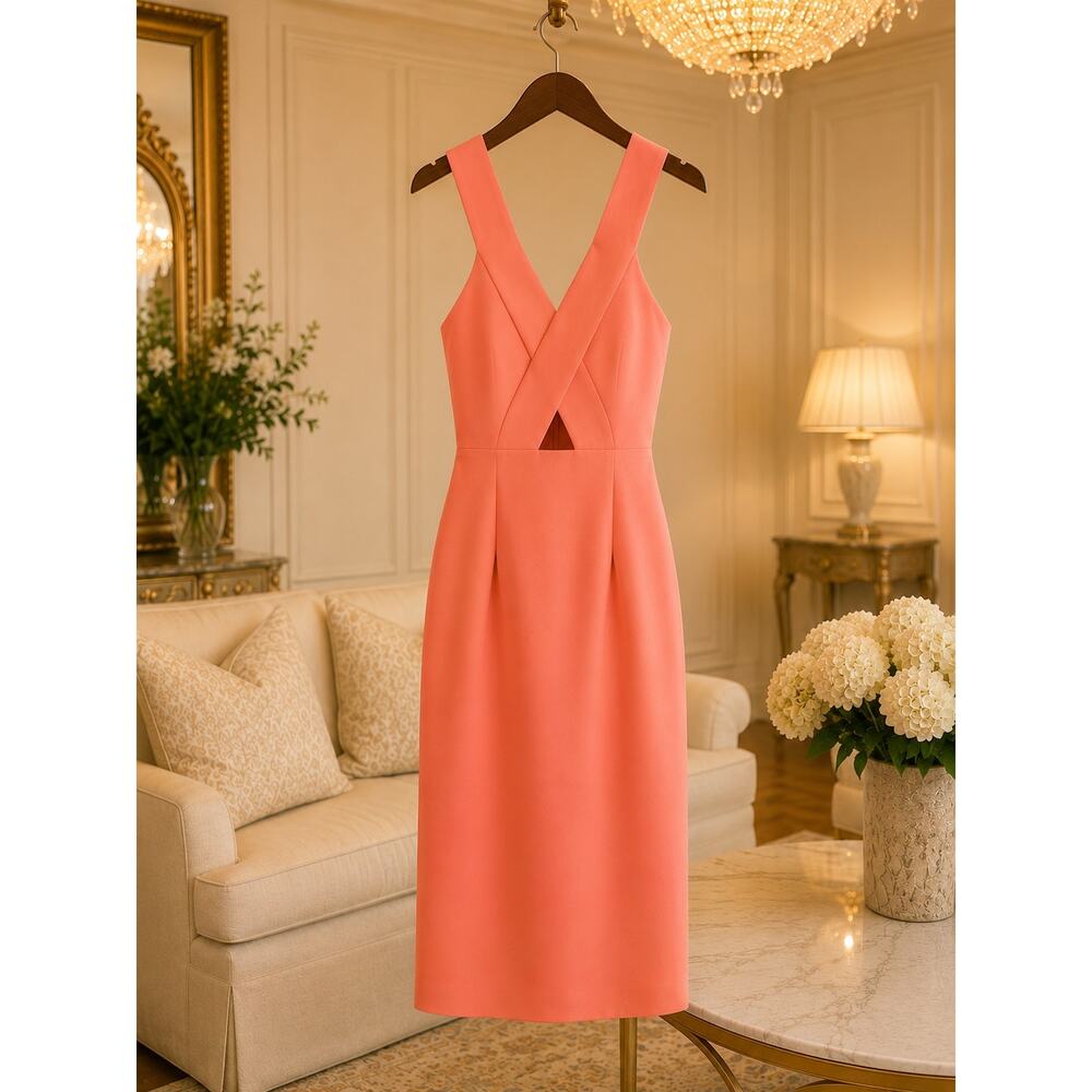 BCBGeneration Sherbet Orange Cutout Maxi Dress NWT Size 4 Side Slit Sleeveless
